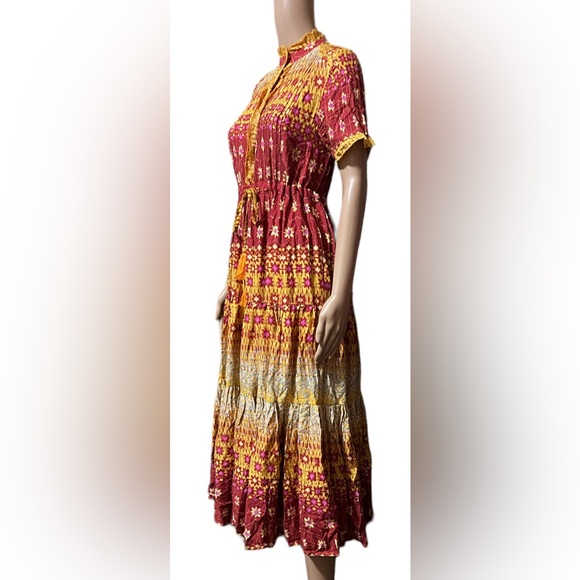 Free People Rare Feelings XS Maxi Dress Goldenrod Orange Peasant Prairi… - Picture 5 of 16